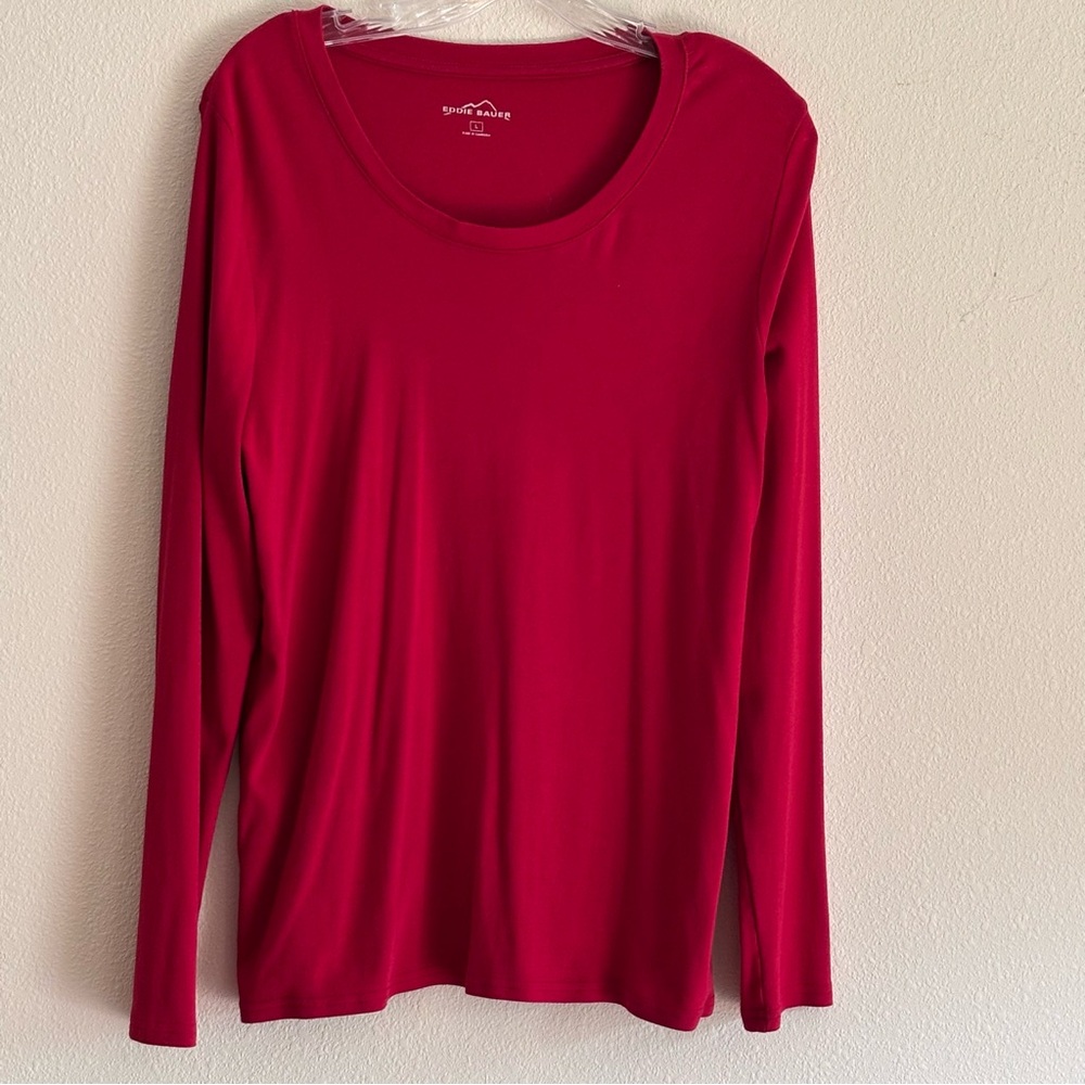 Eddie Bauer Women's Vibrant Red Long Sleeve Tee Size Large